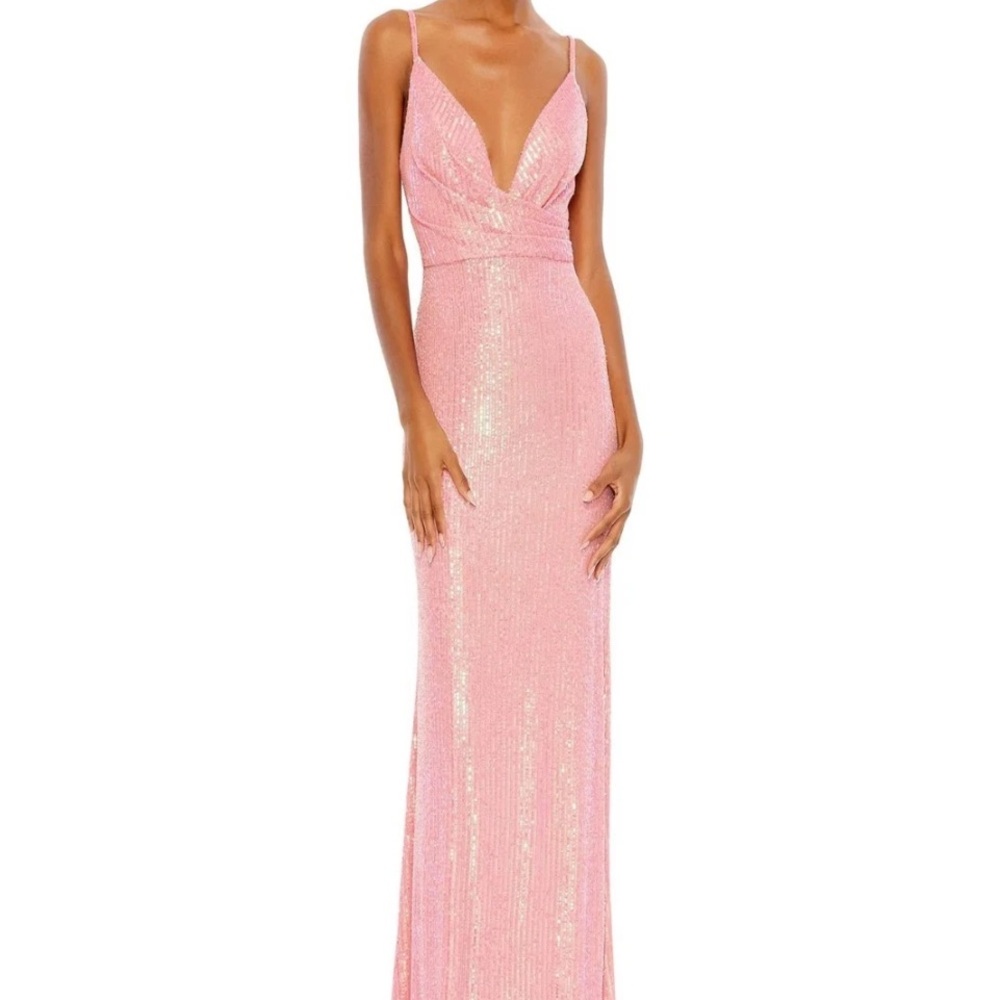Mac Duggal Pink Sequin Maxi Dress